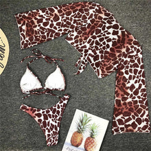 Load image into Gallery viewer, New Bikini Bikini Swimsuit For Women 3 Pieces Set Knot Front Off Shoulder Cover Up with Halter Bikini Sets Bathing Suit Women Swimwear Female Swimsuit Three-pieces Bikini set Halter Bather Bathing Suit Swim Beach Lady
