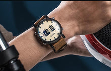 Load image into Gallery viewer, New Military Sport Watches Luxury Brown Leather Strap Quartz Wrist Watch Stylish Roller Watch For Men

