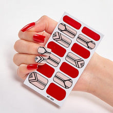 Load image into Gallery viewer, Full Cover Nail Stickers Nail Polish Nail Decoration Nails Sticker Designer Self Adhesive Nail Sticker Creative Nail Art Sticker Sticker Nail Decorations Accessories Metal Curve Stripe Lines Design Letter Nail Sticker Adhesive Decoration Template
