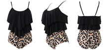 Load image into Gallery viewer, Leopard Bikini High Waist Bikini Animal Print Floral Swimsuit Ruffle Swimsuit Plus Size Swimwear Women Swimsuits for Women Two Piece Bathing Suits Ruffle Tops With High Waist Bottoms Bikini Sets For Teen Girls
