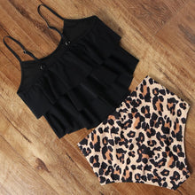 Load image into Gallery viewer, Leopard Bikini High Waist Bikini Animal Print Floral Swimsuit Ruffle Swimsuit Plus Size Swimwear Women Swimsuits for Women Two Piece Bathing Suits Ruffle Tops With High Waist Bottoms Bikini Sets For Teen Girls
