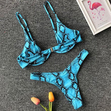 Load image into Gallery viewer, Neon V-bar Underwired Bikini Female Ribbed Swimsuit Women Swimwear Two-pieces Bikini set Push up Bathing Suit
