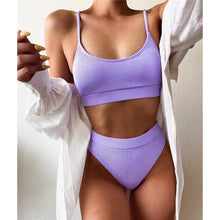 Load image into Gallery viewer, Female High Waist Swimsuit Bikini Sports Swimsuits For Women Two Piece Crop Top Bikini Set High Waist High Cut Bathing Suits Women Swimwear Two-piece Bikini Set Bathing Suit Swimwear
