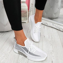 Load image into Gallery viewer, Elegant Sport Women's Vulcanized Female Lace Up Mesh Sneakers Round Toe Casual Walking Shoes Mesh Flat Anti-slip Women Breathable Mesh Fashion Sneakers
