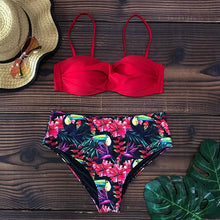 Load image into Gallery viewer, Bikini Female Swimsuit Women Swimwear Push Up Bikinis Set High Waist Swimming Suits Two Piece Set Women Swimsuit Solid Printed Bikini Push-Up Pad Swimwear Set Beachwear Ruffled Bathing Suit
