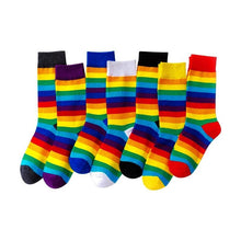 Load image into Gallery viewer, New Arrival Cotton Elasticity Sweat Women Long Sock Candy Colors Rainbow Patterned Sporty Retro Harajuku Casual Socks For Men And Women
