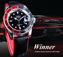 Load image into Gallery viewer, 2021 Fashion Black Red Sport Mens Watches Luxury Luminous Hands Watch Elegant Leather Strap Design
