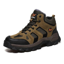 Load image into Gallery viewer, Winter Leather Mens Boots Fur Super Warm Snow Boots Men Winter Work Casual Shoes High Top Rubber Boots Winter Warm Outdoor Walking Lace Up Anti-Slip Breathable Ankle Booties
