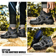 Load image into Gallery viewer, Winter Leather Mens Boots Fur Super Warm Snow Boots Men Winter Work Casual Shoes High Top Rubber Boots Winter Warm Outdoor Walking Lace Up Anti-Slip Breathable Ankle Booties
