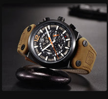 Load image into Gallery viewer, Mens Military Army Watches Analog Chronograph Watch Genuine Leather Strap Sports Casual Waterproof Male Quartz Wristwatch
