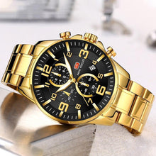 Load image into Gallery viewer, Luxury Gold Mens Watches Elegant Stainsteel Steel Strap Waterproof Sport Analog Quartz Luminous Hands Watch
