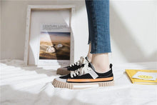 Load image into Gallery viewer, Womens New Spring Fashion Canvas Casual Flats Striped Vulcanize Fashion Style Sneakers Low-Cut Trainers Canvas Flat Sneakers Casual Slip On Canvas Comfortable Design
