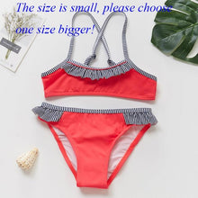 Load image into Gallery viewer, Girls Swimsuit High quality Girls swimwear Two pieces Kids Bikini Set Swimming Suit For Children Girls Swimsuit Flounce Bikini Set 2 Piece Swimwear Watermelon Ruffle Bathing Suits
