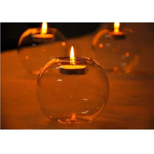 Load image into Gallery viewer, Round Hollow Glass Candle  Tea light Holder Candlestick Home Decorations for Dinner Table Wedding Candle Holder Wedding Candlestick Fine Transparent Crystal Glass Candlestick Dining Home Decor
