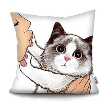 Load image into Gallery viewer, Funny Cute Cat Plush Cushion Pillow Covers Cat Pillow Cases Animal Kitty Pillowcase Cotton Linen Cushion Cover For Couch Cover Pillows Cases For Sofa Home Decoration Pillowcase Polyester Throw Pillow Case 45x45CM
