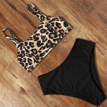 Load image into Gallery viewer, High Waist Bikini Leopard Bikini Women Push Up Swimsuit Women's Leopard Print Swimsuits High Waist Bikini Set 2 Piece Bathing Suits Women Printed Swimwear Tie Dye Summer Swim Beachwear
