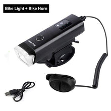 Load image into Gallery viewer, Waterproof Bicycle Light Smart Front Lamp Headlight With Horn USB Rechargeable LED Cycling Flashlight Bicycle Lights Set Powerful Lumens LED Bike Front For Adults Road Cycling Safety Flashlight
