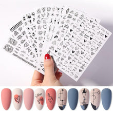 Load image into Gallery viewer, Alphabet Love Shaped  Pattern 3D Nail Stickers Slider Valentine Day Decals Foil For Love Nail Art Decoration Pop Art Nail Stickers Sexy Girl Designs Comics Water Transfer Decals Manicure Lips Nail Art Decorations Slider Nail Art Stickers

