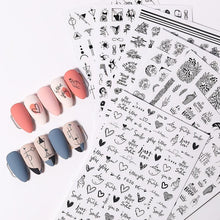 Load image into Gallery viewer, Alphabet Love Shaped  Pattern 3D Nail Stickers Slider Valentine Day Decals Foil For Love Nail Art Decoration Pop Art Nail Stickers Sexy Girl Designs Comics Water Transfer Decals Manicure Lips Nail Art Decorations Slider Nail Art Stickers

