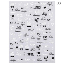 Load image into Gallery viewer, Alphabet Love Shaped  Pattern 3D Nail Stickers Slider Valentine Day Decals Foil For Love Nail Art Decoration Pop Art Nail Stickers Sexy Girl Designs Comics Water Transfer Decals Manicure Lips Nail Art Decorations Slider Nail Art Stickers
