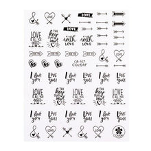 Load image into Gallery viewer, Alphabet Love Shaped  Pattern 3D Nail Stickers Slider Valentine Day Decals Foil For Love Nail Art Decoration Pop Art Nail Stickers Sexy Girl Designs Comics Water Transfer Decals Manicure Lips Nail Art Decorations Slider Nail Art Stickers
