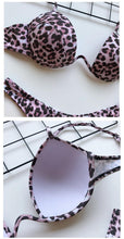 Load image into Gallery viewer, High Waist Bikini Push Up Swimsuit Leopard Swimwear Women Bikini Set Swimsuits For Women V-Wired Underwire Push Up High Cut Bikini Set Two Pieces Bathing Suits Women Bathing Suit
