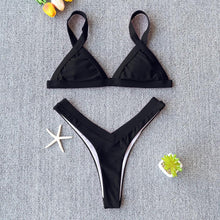 Load image into Gallery viewer, Bikini Solid Swimsuit Women Swimwear Push Up Bikini Set Patchwork  Summer Beach Bathing Suit Swim Wear Halter Bikini Swimsuit Beach Swimming Traveling High Leg Bikini
