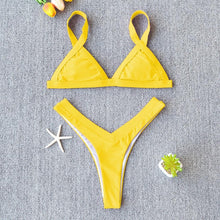 Load image into Gallery viewer, Bikini Solid Swimsuit Women Swimwear Push Up Bikini Set Patchwork  Summer Beach Bathing Suit Swim Wear Halter Bikini Swimsuit Beach Swimming Traveling High Leg Bikini

