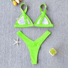 Load image into Gallery viewer, Bikini Solid Swimsuit Women Swimwear Push Up Bikini Set Patchwork  Summer Beach Bathing Suit Swim Wear Halter Bikini Swimsuit Beach Swimming Traveling High Leg Bikini
