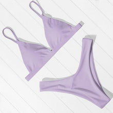 Load image into Gallery viewer, Bikini Swimwear Women Swimsuit Push Up Micro Bikinis Set Swimming Bathing Suit Beachwear Summer Thong Bottom Two Piece Bikini Double Shoulder Straps Cute Swimsuit Triangle Bathing  Bikini
