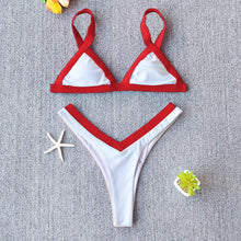 Load image into Gallery viewer, Bikini Solid Swimsuit Women Swimwear Push Up Bikini Set Patchwork  Summer Beach Bathing Suit Swim Wear Halter Bikini Swimsuit Beach Swimming Traveling High Leg Bikini
