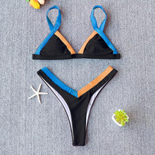 Load image into Gallery viewer, Bikini Solid Swimsuit Women Swimwear Push Up Bikini Set Patchwork  Summer Beach Bathing Suit Swim Wear Halter Bikini Swimsuit Beach Swimming Traveling High Leg Bikini
