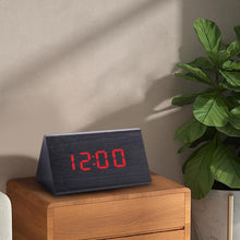 Load image into Gallery viewer, Digital Clock LED Wooden Alarm Clock Digital Alarm Clock with Wooden Electronic LED Time Display 3 Alarm Settings Humidity &amp; Temperature Detect Wood Made Electric Clocks Table Sound Control Electronic Clocks Desktop USB/AAA Powered Home Table Decor
