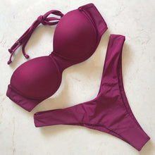 Load image into Gallery viewer, Bikini Push Up Swimsuit Female Swimwear Women's Bathing Suits Push Up Underwire Bikini Set Padded Two Piece Swimsuits Women Two-pieces Durable Bikini Set With Bra Cup Modern Bathing Suit
