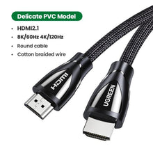 Load image into Gallery viewer, Black HDMI Cable 2.1 8K60Hz 4K120Hz HDMI Splitter HDR10 48Gbps Ultra High Speed 4K 120Hz Braided HDMI Cable Dynamic HDR Vision HDR 10 Compatible With UHD TV Gaming Console
