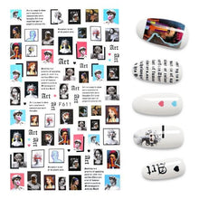 Load image into Gallery viewer, The New 3D Nail Sticker Cool English Letter stickers for nail  Foil Love Heart Design Nails Accessories Fashion Manicure Sticker Stickers Girls Manicure Decoration Nail Art Supplies 3D Self-Adhesive Nail Decals Designer Nail Stickers for Acrylic Nails
