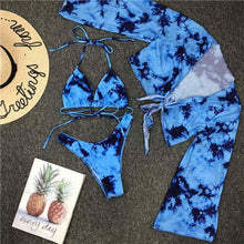 Load image into Gallery viewer, New Bikini Bikini Swimsuit For Women 3 Pieces Set Knot Front Off Shoulder Cover Up with Halter Bikini Sets Bathing Suit Women Swimwear Female Swimsuit Three-pieces Bikini set Halter Bather Bathing Suit Swim Beach Lady
