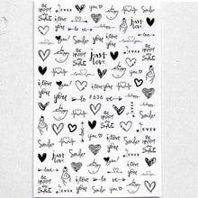 Load image into Gallery viewer, Black White 3D Nail Sticker Decals Cool English Letter Nail Art Decoration Manicure Design Christmas New Year Gift French Nail Art Stickers Decals 8Sheets Nail Art Supplies 3D Self-Adhesive Nail Art Decoration  Pattern Nail Accessories Classic Simple
