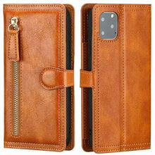 Load image into Gallery viewer, Zipper Wallet Flip Case For iPhone With Wireless Charging Support
