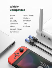 Load image into Gallery viewer, Elegant Black Ethernet Cable CAT8 40Gbps 2000MHz CAT 8 Networking Nylon Braided Internet LAN Network Cable With Gold Silver Plated RJ45 Connector Cord For Router TV
