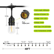 Load image into Gallery viewer, IP65 LED String Lights Retro Edison Filament Bulb Bright Daylight White Antique LED Filament Bulbs For Party Outdoor Garden Holiday Wedding Light String
