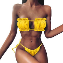 Load image into Gallery viewer, Women Luxury Leopard High Waist Bikini  Swimsuit Women's Push Up Bra Tie Side Cutout Bikini Set High Cut Padded Solid Bating Suit Swimwear Female Bikini Set Bathing Suit
