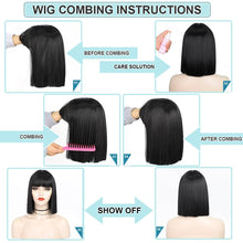 Load image into Gallery viewer, Glorious Synthetic Wigs Short Bob Wigs Black/Pink Bangs Wigs for Women Heat Resistant Fiber Hair Brazilin Wigs For Black Women Cosplay Wigs For Women
