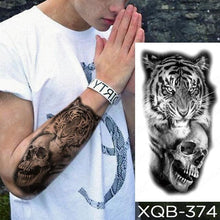 Load image into Gallery viewer, Elegant Black Waterproof Temporary Tattoo Sticker Lion Tiger Bear Flash Tattoos Leopard Wolf Colorful Big Tattoo Stickers For Mens Womens
