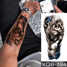 Load image into Gallery viewer, Elegant Black Waterproof Temporary Tattoo Sticker Lion Tiger Bear Flash Tattoos Leopard Wolf Colorful Big Tattoo Stickers For Mens Womens
