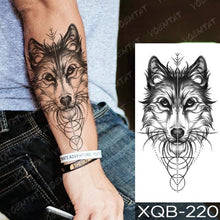 Load image into Gallery viewer, Elegant Black Waterproof Temporary Tattoo Sticker Lion Tiger Bear Flash Tattoos Leopard Wolf Colorful Big Tattoo Stickers For Mens Womens

