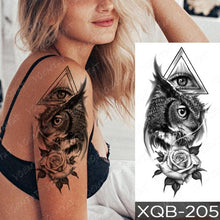 Load image into Gallery viewer, Elegant Black Waterproof Temporary Tattoo Sticker Lion Tiger Bear Flash Tattoos Leopard Wolf Colorful Big Tattoo Stickers For Mens Womens

