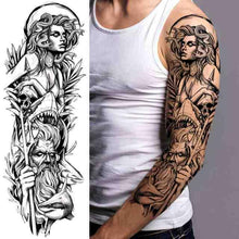 Load image into Gallery viewer, Realistic Full Arm Temporary Tattoos Sleeve Fake Tatoos Warrior Lion Tiger Flower Waterproof Tattoo Stickers For Womens Mens
