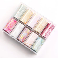 Load image into Gallery viewer, Nail Foils Marble Flower Series Iridescent Nail Art Transfer Sticker Paper Slider Nail Water Decal Design Manicures Decorations  Art Manicures Decoration New Gold Nail Transfer Foils for Nail Arts Nails Supply Holographic Effect Nail Art Foil Stickers Hol
