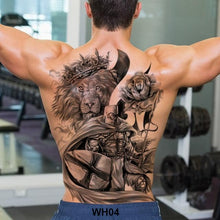 Load image into Gallery viewer, Extra Large Back Temporary Lion Tatoo Sticker Waterproof Black Luxury Big Modern  Design For Mens
